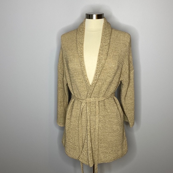 ELLEN‎ TRACY KNITTED RIBBED CARDIGAN WITH BELT - Picture 1 of 7